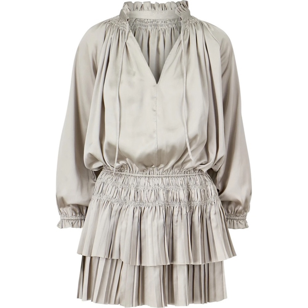bishop + young Silver Dom Long Sleeve Tiered Dress